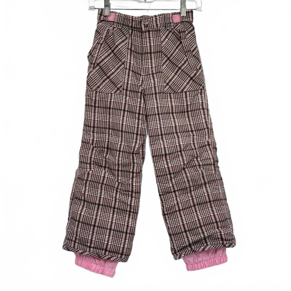 Cherokee Pink Brown Plaid Snow Pants | Girls’ S Regular
